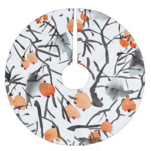 Jupon De Sapin En Polyester Brossé Illustration Feuille des baies d'encre d'aquarelle