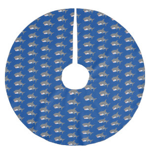 Jupon De Sapin En Polyester Brossé Illustration joyeuse du grand requin blanc