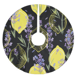 Jupon De Sapin En Polyester Brossé Illustration Vintage Lavande Florale Lemons