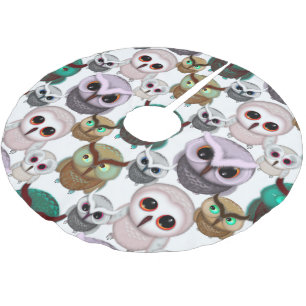 Jupon De Sapin En Polyester Brossé Illustrations de hiboux mignons motif