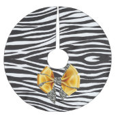 Jupon De Sapin En Polyester Brossé Imaginaire amusant Zebra Impression avec Gold Bow (Devant)