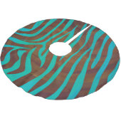 Jupon De Sapin En Polyester Brossé Impression Brown et Turquoise Zebra (Angle)