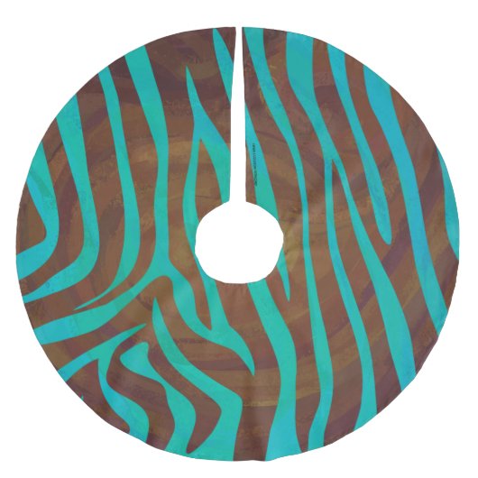 Jupon De Sapin En Polyester Brossé Impression Brown et Turquoise Zebra (Devant)