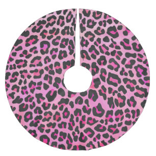 Jupon De Sapin En Polyester Brossé Impression noir léopard et rose chaud