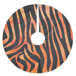 Jupon De Sapin En Polyester Brossé Impression noire et orange Zebra