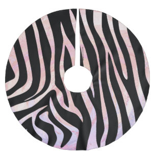 Jupon De Sapin En Polyester Brossé Impression noire et rose Zebra