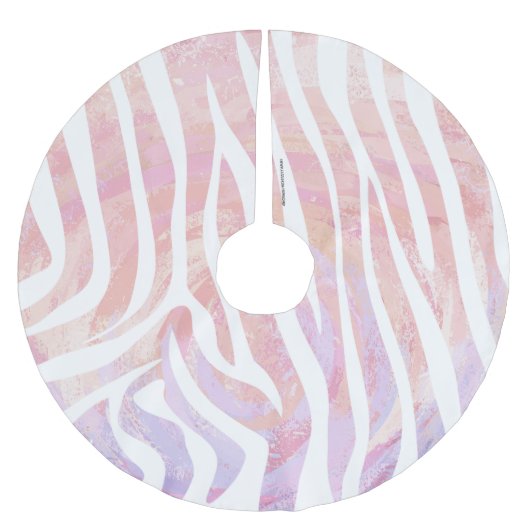 Jupon De Sapin En Polyester Brossé Impression rose et blanc Zebra (Devant)