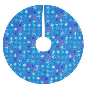 Jupon De Sapin En Polyester Brossé Impression Starburst moderne, Bleu Cérulean Profon