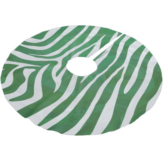 Jupon De Sapin En Polyester Brossé Impression verte et blanche Zebra (Angle)