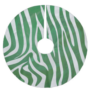 Jupon De Sapin En Polyester Brossé Impression verte et blanche Zebra