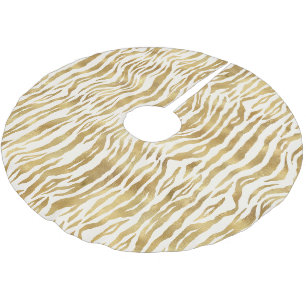 Jupon De Sapin En Polyester Brossé Impression zèbre or crème 