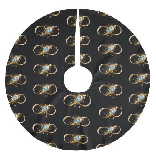 Jupon De Sapin En Polyester Brossé Infinité avec plume de paon doré (Devant)