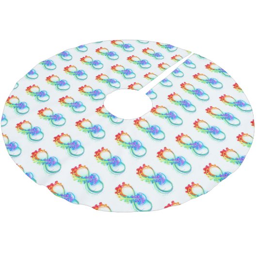 Jupon De Sapin En Polyester Brossé Infinity avec Rainbow Jellyfish (Angle)