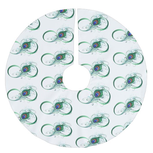 Jupon De Sapin En Polyester Brossé Infinity Symbol with Peacock Feather (Devant)