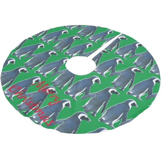 Jupon De Sapin En Polyester Brossé Inséparables Penguin Couple Thunder_Cove (Angle)