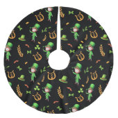 Jupon De Sapin En Polyester Brossé Irlandais leprechaun vert et or motif noir (Devant)
