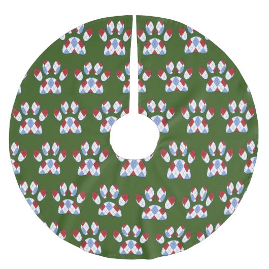 Jupon De Sapin En Polyester Brossé Jacquard Empreinte de patte de chien (Devant)