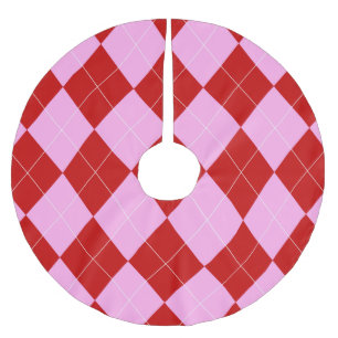 Jupon De Sapin En Polyester Brossé Jacquard preppy Tartan Diamond Plaid Rouge rose