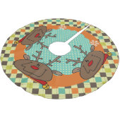 Jupon De Sapin En Polyester Brossé Jacquard Reindeer Jupe d'arbre de vacances (Angle)