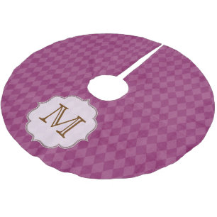 Jupon De Sapin En Polyester Brossé Jacquard rose Imprimer Monogramme Arbre initial Ju