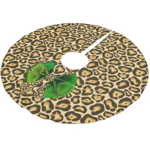 Jupon De Sapin En Polyester Brossé Jaguar Poster de animal sauvage avec Bow vert