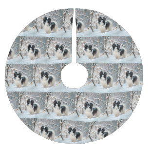 Jupon De Sapin En Polyester Brossé Japanese Chin Noël neige tombe
