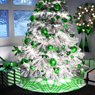 Jupon De Sapin En Polyester Brossé Jardin de Noël vert et blanc