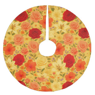 Jupon De Sapin En Polyester Brossé Jardin d'Harmonie – Mélange Floral Aquarelle