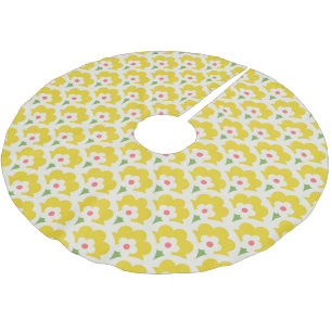 Jupon De Sapin En Polyester Brossé Jardin Fleur Jaune Retro Motif