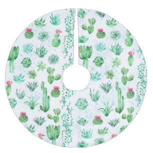 Jupon De Sapin En Polyester Brossé Jardin Succulent : Aquarelle Arrière - plan sans c