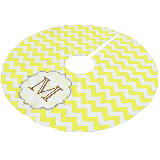 Jupon De Sapin En Polyester Brossé Jaune Chevron Stripe Monogramme Arbre Initiale Jup (Angle)