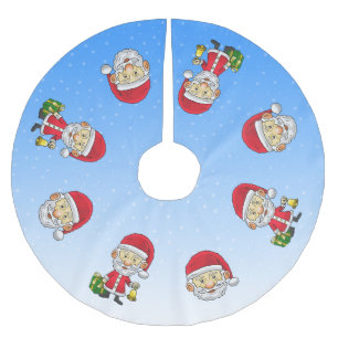Jupon De Sapin En Polyester Brossé Jingle Bells avec le Père Noël