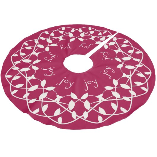 Jupon De Sapin En Polyester Brossé JOIE DE Noël, Jupe d'arbre rouge et blanc (Angle)