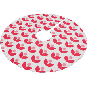 Jupon De Sapin En Polyester Brossé Joli Art Botanique Géométrique Scandinave Rose Rou