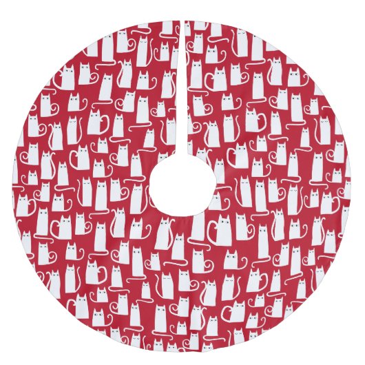 Jupon De Sapin En Polyester Brossé Joli chat rouge et blanc (Devant)