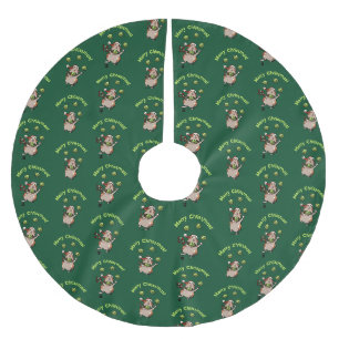 Jupon De Sapin En Polyester Brossé Joli cochon d'Inde Joyeux Noël ! Motif jongleur