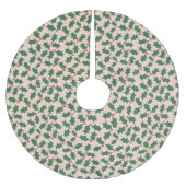 Jupon De Sapin En Polyester Brossé Joli Feuille saint motif Noël rose (Devant)