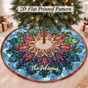 Jupon De Sapin En Polyester Brossé Joli mandala en verre coloré pour Noël personnalis