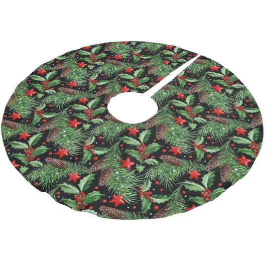 Jupon De Sapin En Polyester Brossé Joli Motif de Noël (Angle)