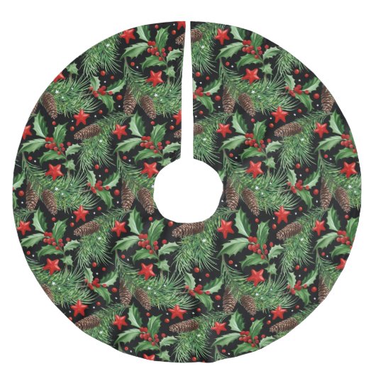 Jupon De Sapin En Polyester Brossé Joli Motif de Noël (Devant)