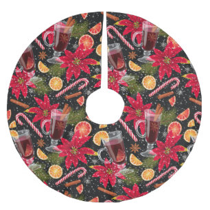 Jupon De Sapin En Polyester Brossé Joli Motif de Noël en Polyester brossé S