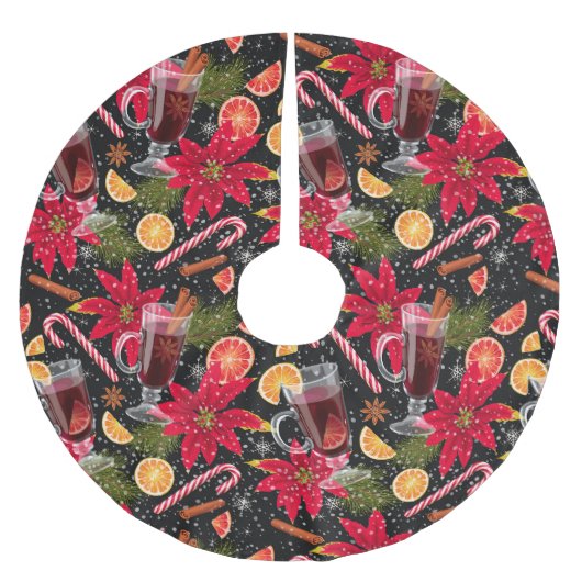 Jupon De Sapin En Polyester Brossé Joli Motif de Noël en Polyester brossé S (Devant)