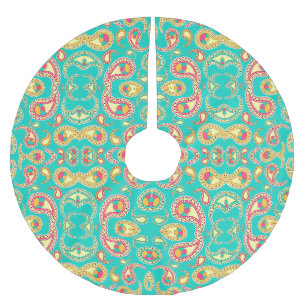 Jupon De Sapin En Polyester Brossé Joli motif paisley vintage coloré
