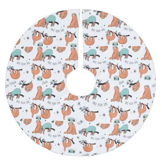 Jupon De Sapin En Polyester Brossé Joli Motif Sloth (Devant)