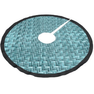 Jupon De Sapin En Polyester Brossé Joli motif tissé en faux rotin bleu sarcelle turqu