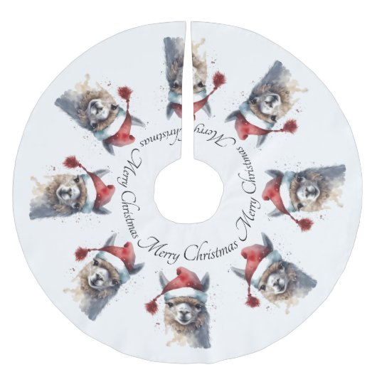 Jupon De Sapin En Polyester Brossé Joli Noël Alpaca, coutume (Devant)