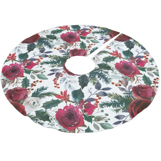 Jupon De Sapin En Polyester Brossé Joli Noël Grenadine Rouge Mistletoe Noël (Angle)