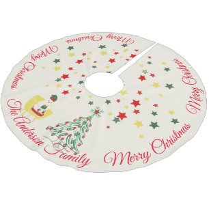 Jupon De Sapin En Polyester Brossé Joli ours en peluche blanc & arbre Joyeux Noël