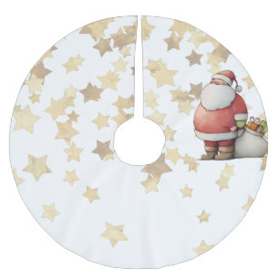 Jupon De Sapin En Polyester Brossé Joli Père Noël fantaisiste avec étoile