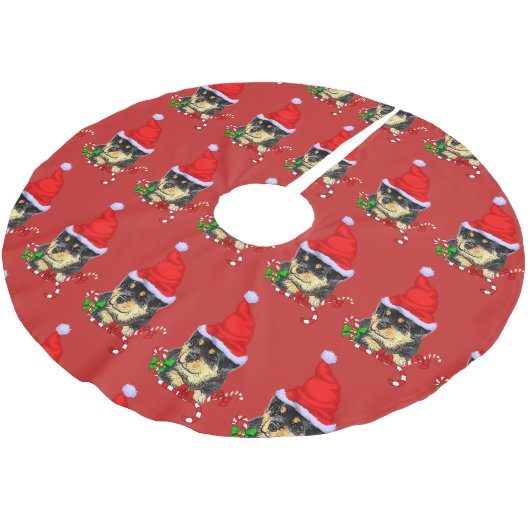 Jupon De Sapin En Polyester Brossé Joli Père Noël Puppy Rottweiler Noël (Angle)